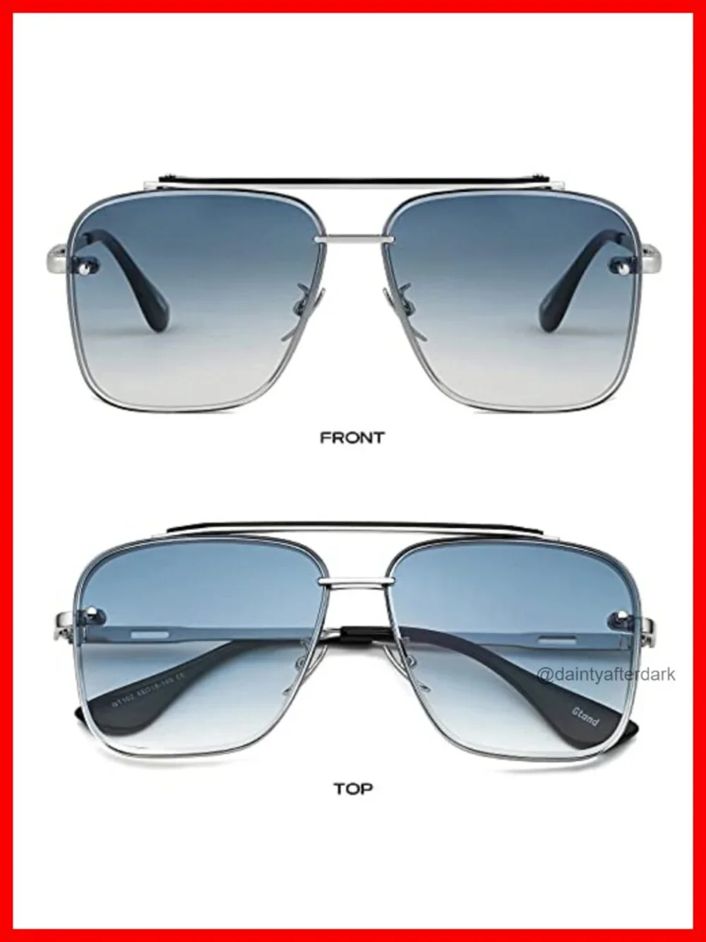 Square Aviator Metal Frame Gradient Sunglasses with UV400 Protection
